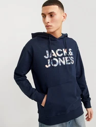 Jack & Jones Kapuzensweatshirt JJEBRYAN CORP LOGO SWEAT HOOD marine/royalblau/pastellorange/weiß