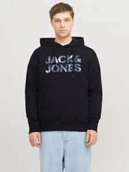 Jack & Jones Kapuzensweatshirt JJEBRYAN CORP LOGO SWEAT HOOD Dunkelblau/Schwarz/Hellblau