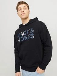 Jack & Jones Kapuzensweatshirt JJEBRYAN CORP LOGO SWEAT HOOD Dunkelblau/Schwarz/Hellblau