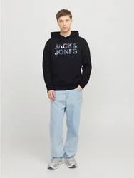 Jack & Jones Kapuzensweatshirt JJEBRYAN CORP LOGO SWEAT HOOD Dunkelblau/Schwarz/Hellblau