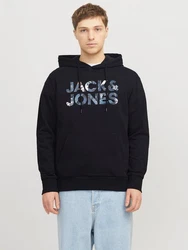 Jack & Jones Kapuzensweatshirt JJEBRYAN CORP LOGO SWEAT HOOD Dunkelblau/Schwarz/Hellblau
