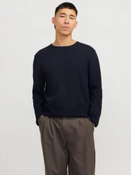 Jack & Jones Rundhalspullover JJEGEORGE KNIT CREW NECK Dunkelblau/Braun