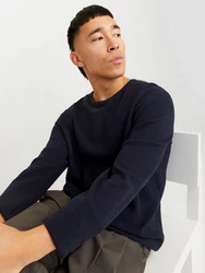 Jack & Jones Rundhalspullover JJEGEORGE KNIT CREW NECK Dunkelblau/Braun
