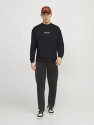 Jack & Jones Langarmshirt JORVESTERBRO TEE LS CREW NECK schwarz/weiß