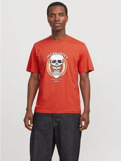Jack & Jones T-Shirt JORANATOMY SKULL TEE SS CREW NECK Rot/Orange