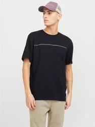 Jack & Jones T-Shirt JCOFUSION FULL BRANDING TEE SS CREW NOOS Schwarz/Dunkelblau/Beige