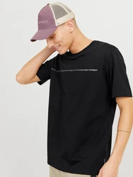 Jack & Jones T-Shirt JCOFUSION FULL BRANDING TEE SS CREW NOOS Schwarz/Dunkelblau/Beige
