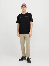 Jack & Jones T-Shirt JCOFUSION FULL BRANDING TEE SS CREW NOOS Schwarz/Dunkelblau/Beige