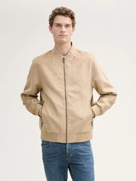 Lederimitatjacke Bomberjacke in Wildleder-Optik