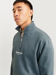 Jack & Jones Sweatshirt JORVESTERBRO SWEAT QUARTER ZIP HN NOOS Grau/Hellgrau/Dunkelblau/Dunkelgrau/Dunkelgrün
