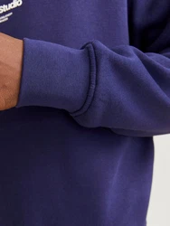 Jack & Jones Sweatshirt JORVESTERBRO SWEAT QUARTER ZIP HN NOOS Dunkelblau/Lila