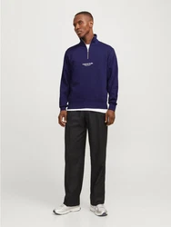 Jack & Jones Sweatshirt JORVESTERBRO SWEAT QUARTER ZIP HN NOOS Dunkelblau/Lila