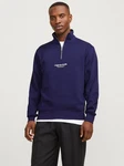 Jack & Jones Sweatshirt JORVESTERBRO SWEAT QUARTER ZIP HN NOOS Dunkelblau/Lila