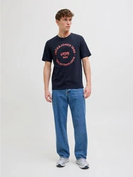 Jack & Jones Rundhalsshirt JJSIMON TEE SS CREW NECK Dunkelblau/Rot/Blau/Creme