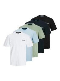 Rundhalsshirt JJBEAU TEE SS FRONTPRINT 5PK MP PLS (5-tlg)