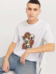 Jack & Jones T-Shirt JORANATOMY SKULL TEE SS CREW NECK Weiß/Creme/Schwarz