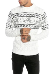 RedBridge Strickpullover Stilvoll und warm Hochwertiges Verarbeitung Weiß/Schwarz/Creme