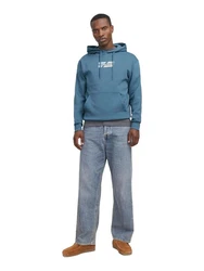 Jack & Jones Hoodie JJECORP GRAPHIC SWEAT HOOD Blau/Grau/Hellblau