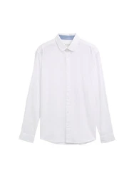 TOM TAILOR Hemd mit Logo-Stickerei Weiß/Creme