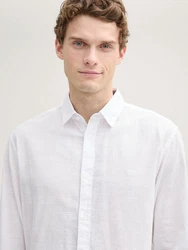 TOM TAILOR Hemd mit Logo-Stickerei Weiß/Creme