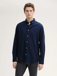 TOM TAILOR Hemd mit Logo-Stickerei Dunkelblau/Hellblau/Blau
