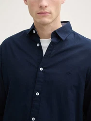 TOM TAILOR Hemd mit Logo-Stickerei Dunkelblau/Hellblau/Blau