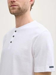 TOM TAILOR Henley T-Shirt Weiß/Creme