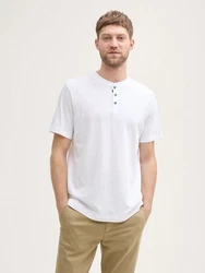 TOM TAILOR Henley T-Shirt Weiß/Creme