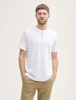 TOM TAILOR Henley T-Shirt Weiß/Creme