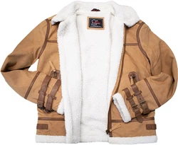 MDM Lederjacke Fliegerjacke Herren Beige/Braun