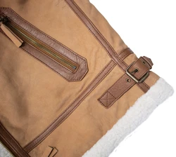 MDM Lederjacke Fliegerjacke Herren Beige/Braun