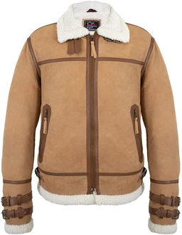 MDM Lederjacke Fliegerjacke Herren Beige/Braun