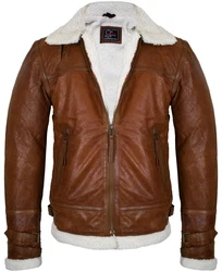 MDM Lederjacke Fliegerjacke Herren Braun/Dunkelbraun