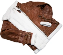 MDM Lederjacke Fliegerjacke Herren Braun/Dunkelbraun