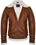 MDM Lederjacke Fliegerjacke Herren Braun/Dunkelbraun