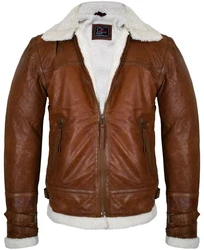 MDM Lederjacke Fliegerjacke Herren Braun/Dunkelbraun