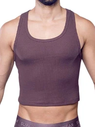 T-Shirt Ribbed Cropped Singlet Tank Top Peppercorn L