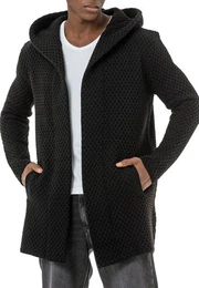 Strickjacke mit Kapuze und Taschen Strukturierter Look