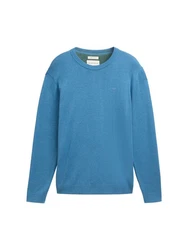 TOM TAILOR Strickpullover BASIC CREWNECK KNIT blau