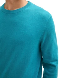 TOM TAILOR Strickpullover BASIC CREWNECK KNIT Türkis/Blau