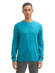 TOM TAILOR Strickpullover BASIC CREWNECK KNIT Türkis/Blau