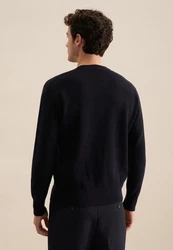 seidensticker Strickpullover Rundhals Schwarz/Dunkelblau