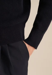 seidensticker Strickpullover Rundhals Schwarz/Dunkelblau