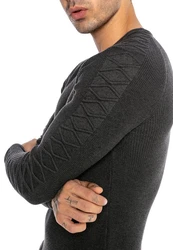 RedBridge Strickpullover mit strukturierten Raglanärmeln Dunkelgrau/Grau/Schwarz