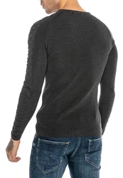 RedBridge Strickpullover mit strukturierten Raglanärmeln Dunkelgrau/Grau/Schwarz