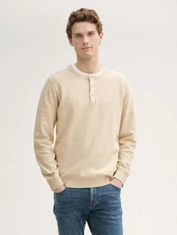 Strickpullover Henley Strickpullover aus Baumwolle