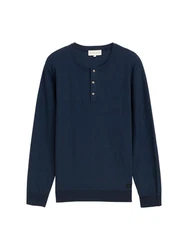 TOM TAILOR Strickpullover Henley Dunkelblau/Blau/Hellblau/Lila