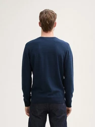 TOM TAILOR Strickpullover Henley Dunkelblau/Blau/Hellblau/Lila