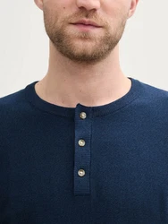 TOM TAILOR Strickpullover Henley Dunkelblau/Blau/Hellblau/Lila