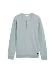 TOM TAILOR Strickpullover Henley Hellblau/Grün/Hellgrün/Türkis/Blau/Grau
